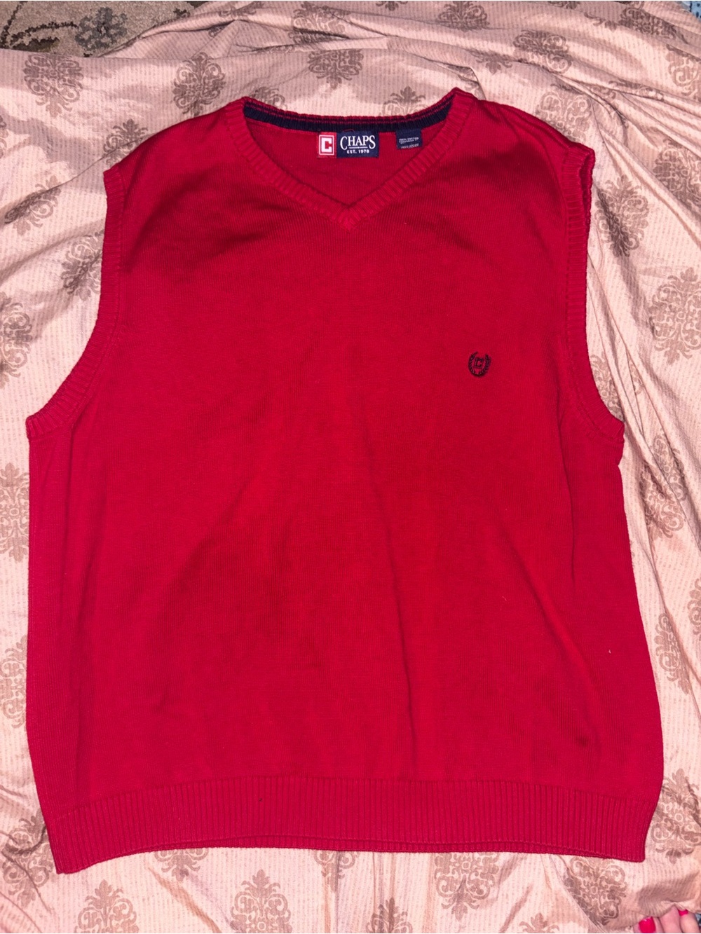 Chaps Men's Bright Red V-Neck Sweater Vest